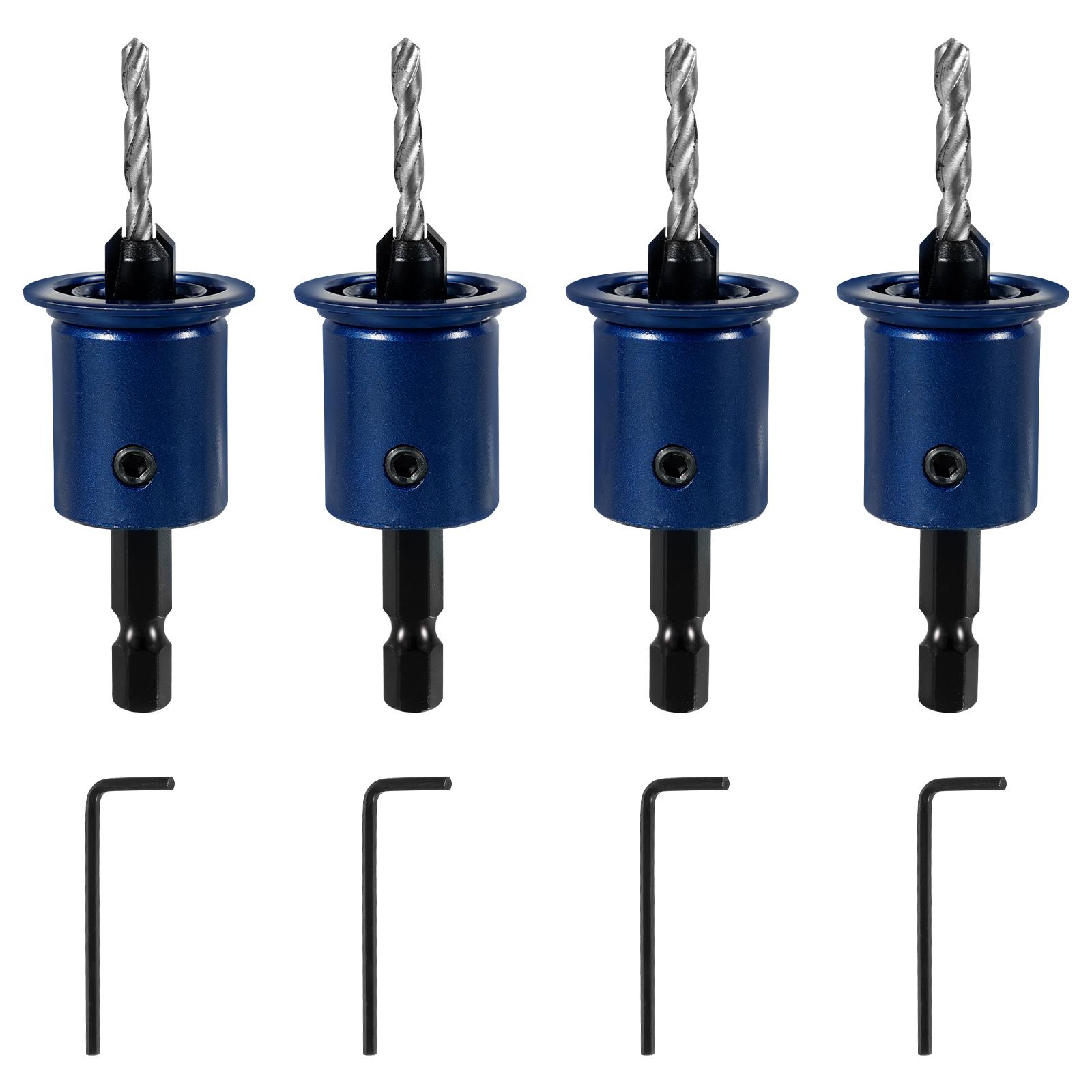 Набор зенковочных сверл 4 шт. Фреза для деревообработки Ограничитель сердцевины Сверло Открывалка для отверстий Фреза с L-образным ключом для дерева
Набор зенковочных сверл 4 шт. Фреза для деревообработки Ограничитель сердцевины Сверло Открывалка для отверстий Фреза с L-образным ключом для дерева