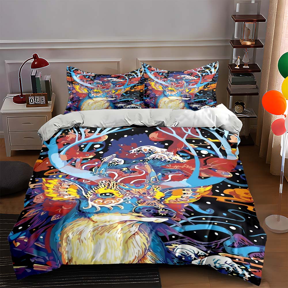 Vivid deer illustration. Bedding Duvet cover sets Duvet covers Pillowcases gifts (1 * Duvet Cover 2 * Pillowcases, without duvet insert) 135x200cm
Vivid deer illustration. Bedding Duvet cover sets Duvet covers Pillowcases gifts (1 * Duvet Cover 2 * Pillowcases, without duvet insert) 135x200cm