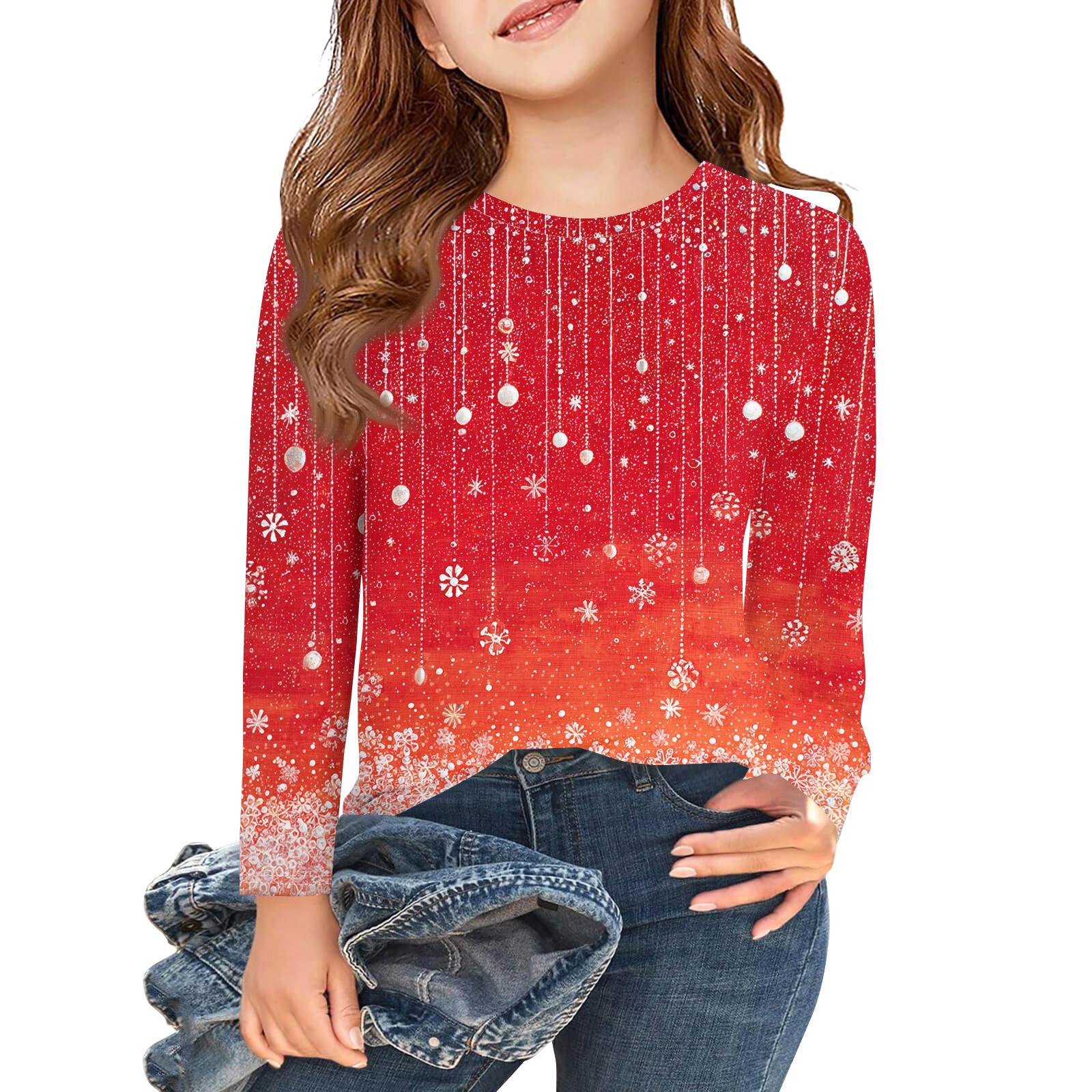 Рождественские футболки с длинным рукавом для девочек, детские осенние топы с круглым вырезом и принтом, базовые футболки 160
Рождественские футболки с длинным рукавом для девочек, детские осенние топы с круглым вырезом и принтом, базовые футболки 160