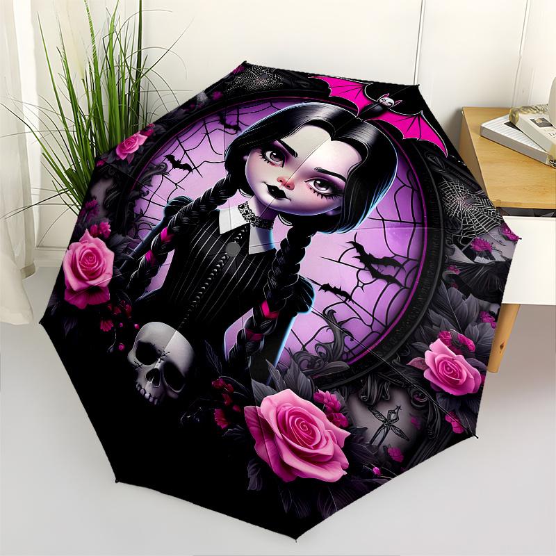 Gothic,Roses,Wednesday Automatic Folding Umbrella 8 Ribs Lightweight Design, Durable Iron Frame, Compact and Portable, Ideal Birthday or C
Gothic,Roses,Wednesday Automatic Folding Umbrella 8 Ribs Lightweight Design, Durable Iron Frame, Compact and Portable, Ideal Birthday or C
