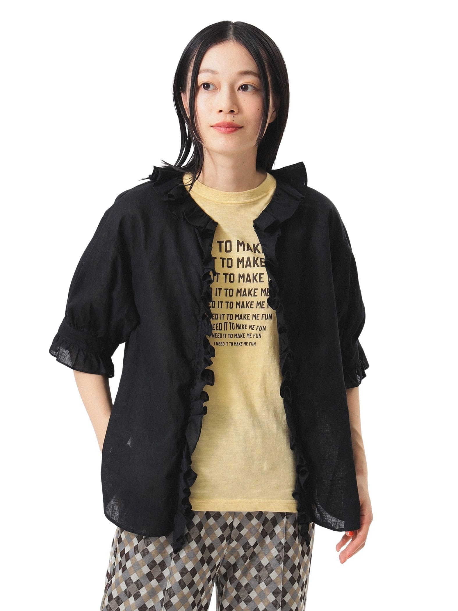 Beams Boy Women s Short Sleeve Cotton Linen Shirt with Ruffles and Gathered Trim, Black, One Size
Beams Boy Women s Short Sleeve Cotton Linen Shirt with Ruffles and Gathered Trim, Black, One Size