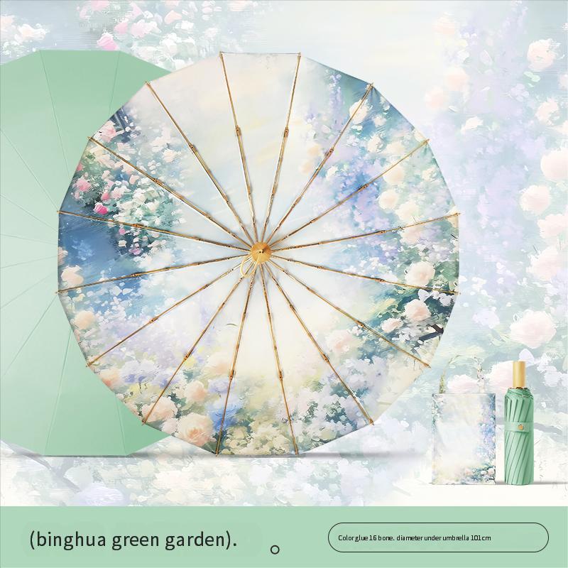 Высококачественный 16-спицевый ручной зонт от солнца для женской защиты от солнца, ультрафиолетовый, дождевой, двойного назначения, цветной клей, складной, масляный Aluminum&16K
Высококачественный 16-спицевый ручной зонт от солнца для женской защиты от солнца, ультрафиолетовый, дождевой, двойного назначения, цветной клей, складной, масляный Aluminum&16K