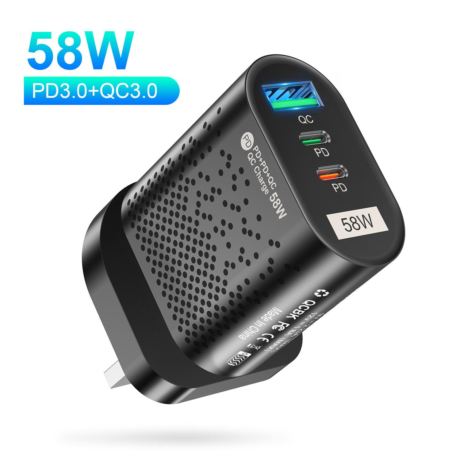 58 Вт USB-зарядний пристрій типу C Швидка зарядка QC PD 3.0 Phone Charger Adapter EU US UK KR Plug For iPhone 14 iPad Samsung Huawei UK Plug чорний
58 Вт USB-зарядний пристрій типу C Швидка зарядка QC PD 3.0 Phone Charger Adapter EU US UK KR Plug For iPhone 14 iPad Samsung Huawei UK Plug чорний