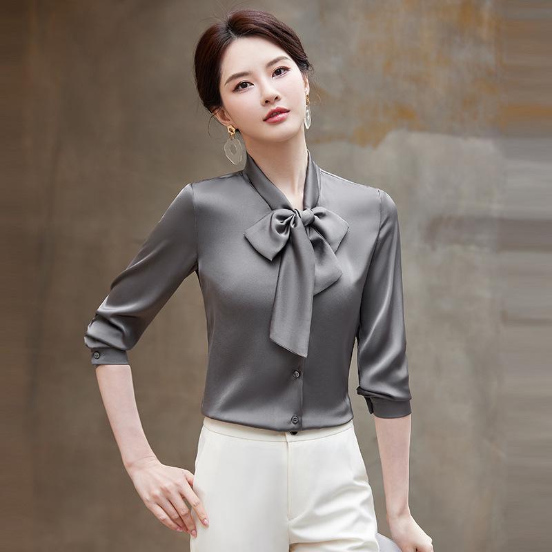 Женская белая рубашка с драпировкой, V-образным вырезом, лентой и длинным рукавом - Профессиональный весенне-осенний рабочий топ XL серый
Женская белая рубашка с драпировкой, V-образным вырезом, лентой и длинным рукавом - Профессиональный весенне-осенний рабочий топ XL серый