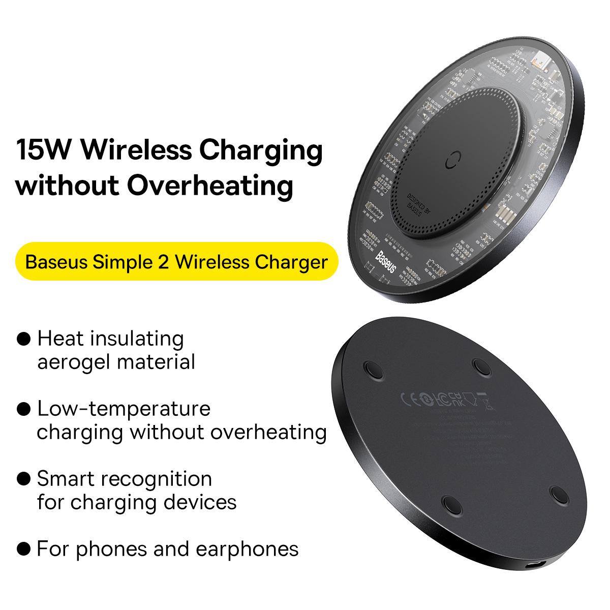 BASEUS Simple 2 15W Fast Charging Transparent Wireless Charger with 1m Type-C To Type-C Cable Black
BASEUS Simple 2 15W Fast Charging Transparent Wireless Charger with 1m Type-C To Type-C Cable Black