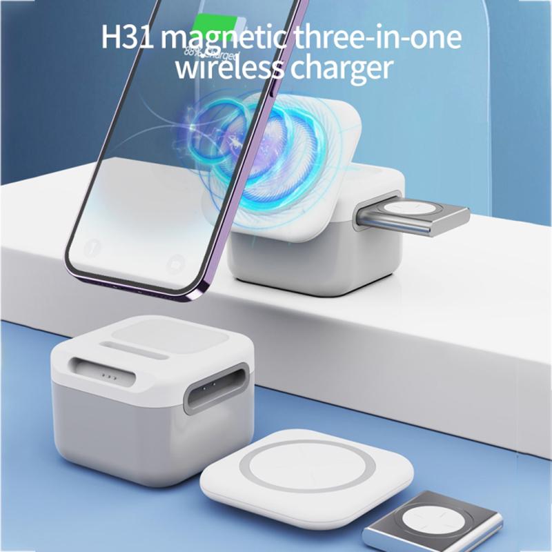 H31 15W 3-in-1 Magnetic Wireless Charger Multi-Function Cell Phone Charging Station for Headset,Smart Watch
H31 15W 3-in-1 Magnetic Wireless Charger Multi-Function Cell Phone Charging Station for Headset,Smart Watch