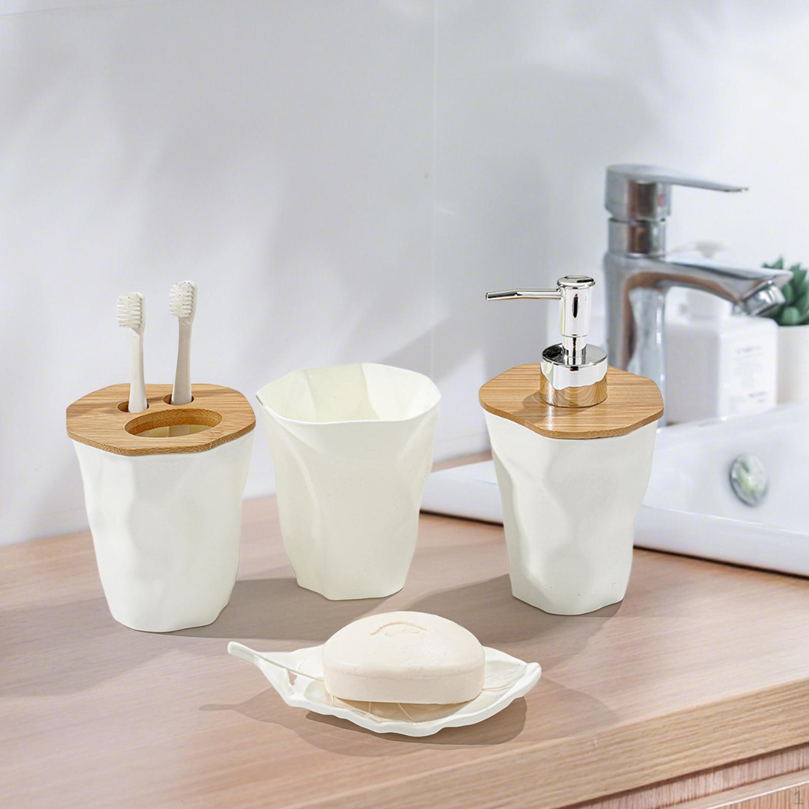 4Piece Bathroom Accessories Set with Lotion Dispenser, Soap Holder, Mouthwash Cup And Toothbrush білий
4Piece Bathroom Accessories Set with Lotion Dispenser, Soap Holder, Mouthwash Cup And Toothbrush білий