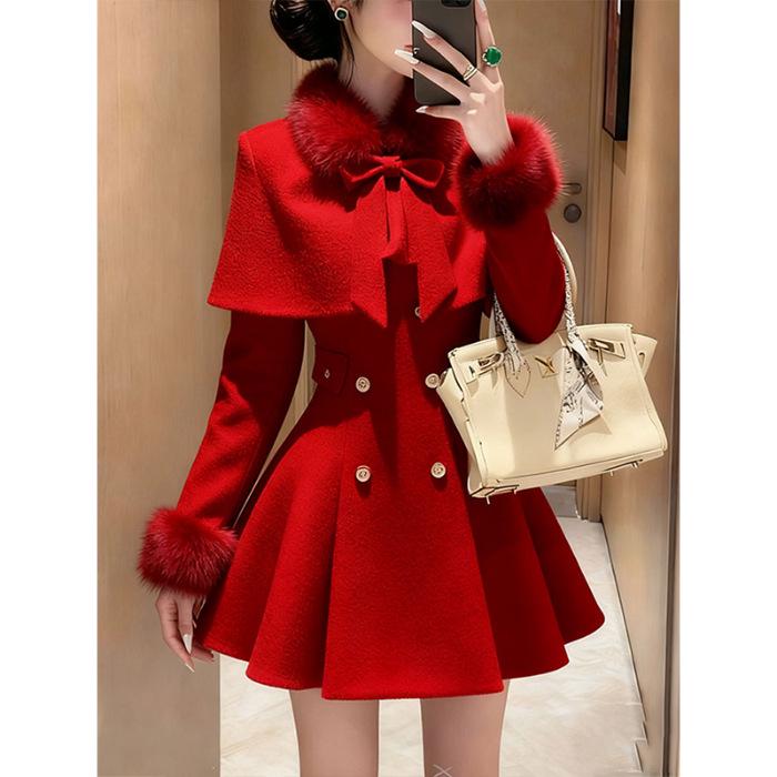 Chic Red Shawl Cape Coat & Slim-Fit Dress Set for Women, Winter 2025 Collection Medium
Chic Red Shawl Cape Coat & Slim-Fit Dress Set for Women, Winter 2025 Collection Medium