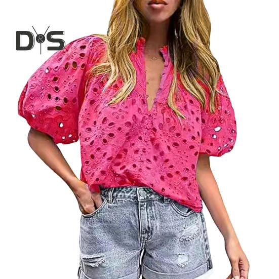 Женская рубашка с воротником-стойкой и V-образным вырезом, коротким рукавом, ажурным вышитым цветочным узором, кружевная блузка, повседневные нарядные топы S розы красного
Женская рубашка с воротником-стойкой и V-образным вырезом, коротким рукавом, ажурным вышитым цветочным узором, кружевная блузка, повседневные нарядные топы S розы красного