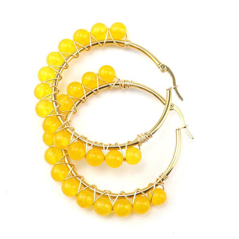Gold Stainless Steel Large Circle Earrings Earrings Winding Natural Stone Original Bead Crystal Agate Bead Earrings E27 stainless steel ring
Gold Stainless Steel Large Circle Earrings Earrings Winding Natural Stone Original Bead Crystal Agate Bead Earrings E27 stainless steel ring