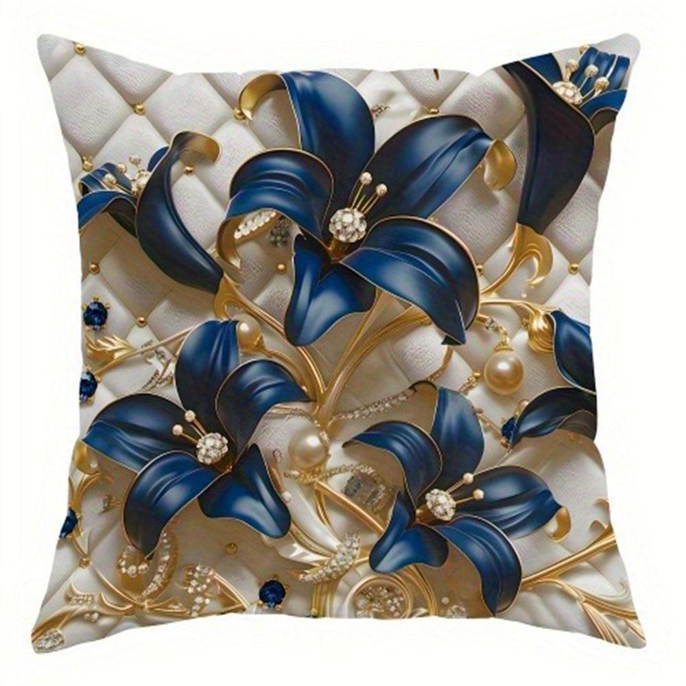 Blue Gold Luxury Floral Throw Pillow Pattern Home Decor Pillowcase Living Room Sofa Polyester Cushion Cover with Zipper 18x18Inch
Blue Gold Luxury Floral Throw Pillow Pattern Home Decor Pillowcase Living Room Sofa Polyester Cushion Cover with Zipper 18x18Inch