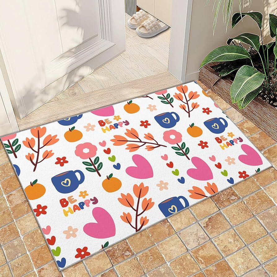 Door Mat Fresh White Background Illustrated Floral Pattern Non Slip Print Entryway Rug for Minimalist Home Decoration 40cm x 60cm
Door Mat Fresh White Background Illustrated Floral Pattern Non Slip Print Entryway Rug for Minimalist Home Decoration 40cm x 60cm