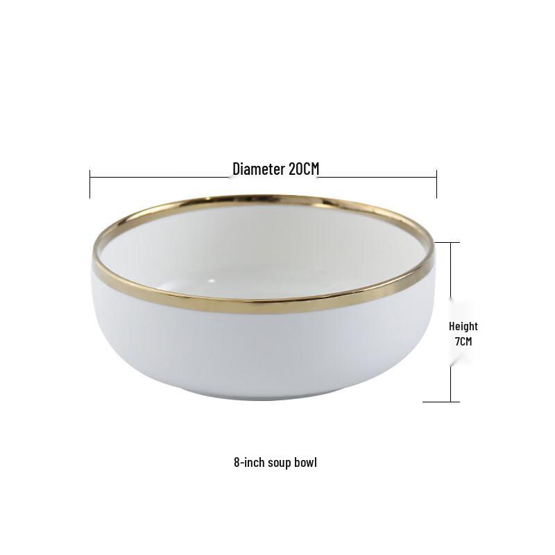 Abay Gold-Rimmed Ceramic 8-inch Soup Bowl
Abay Gold-Rimmed Ceramic 8-inch Soup Bowl
