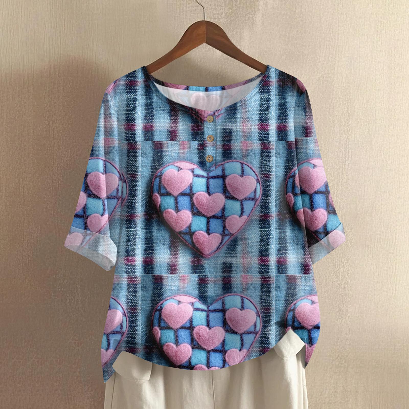 Women s Valentine s Day Printed Casual Mid Sleeved Round Neck Cotton And Linen Top L рожевий
Women s Valentine s Day Printed Casual Mid Sleeved Round Neck Cotton And Linen Top L рожевий