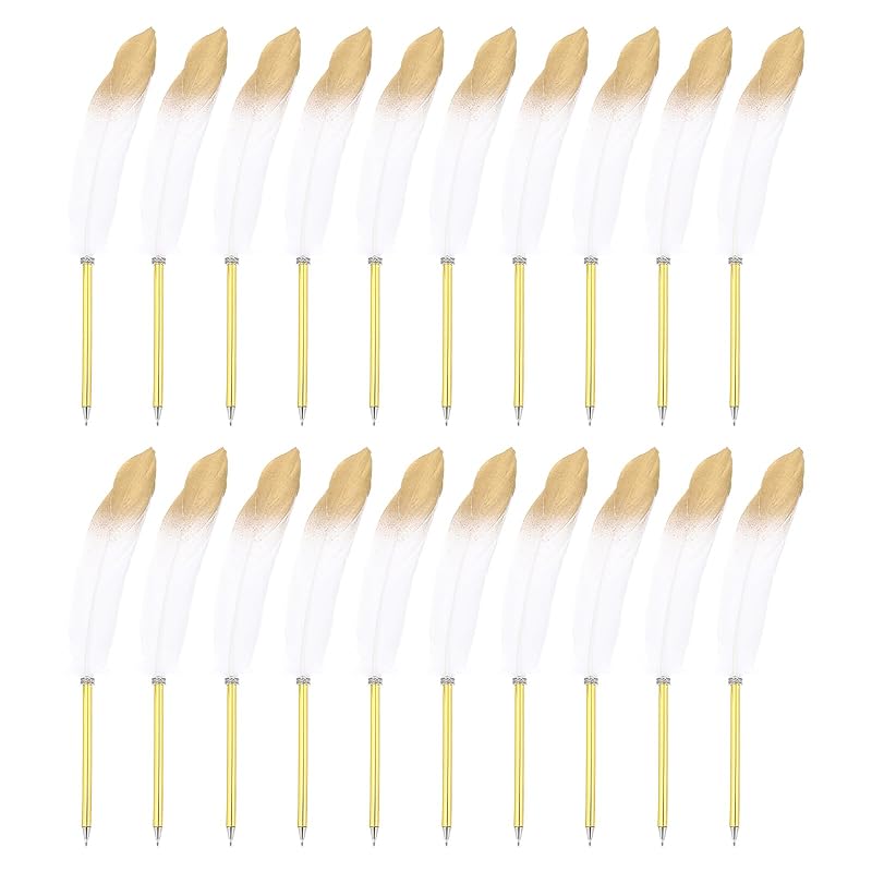 PATIKIL 20 pieces feather ballpoint pen bulk 0.5mm ink vintage plated rod quill writing pen office wedding guest signature for white
PATIKIL 20 pieces feather ballpoint pen bulk 0.5mm ink vintage plated rod quill writing pen office wedding guest signature for white
