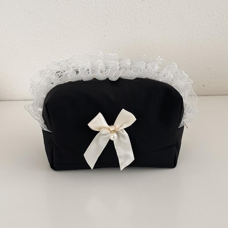 Korean Black Lace Bow Makeup Bag Large Capacity Cosmetic Organizer Cute Travel Toiletry Pouch чёрный
Korean Black Lace Bow Makeup Bag Large Capacity Cosmetic Organizer Cute Travel Toiletry Pouch чёрный