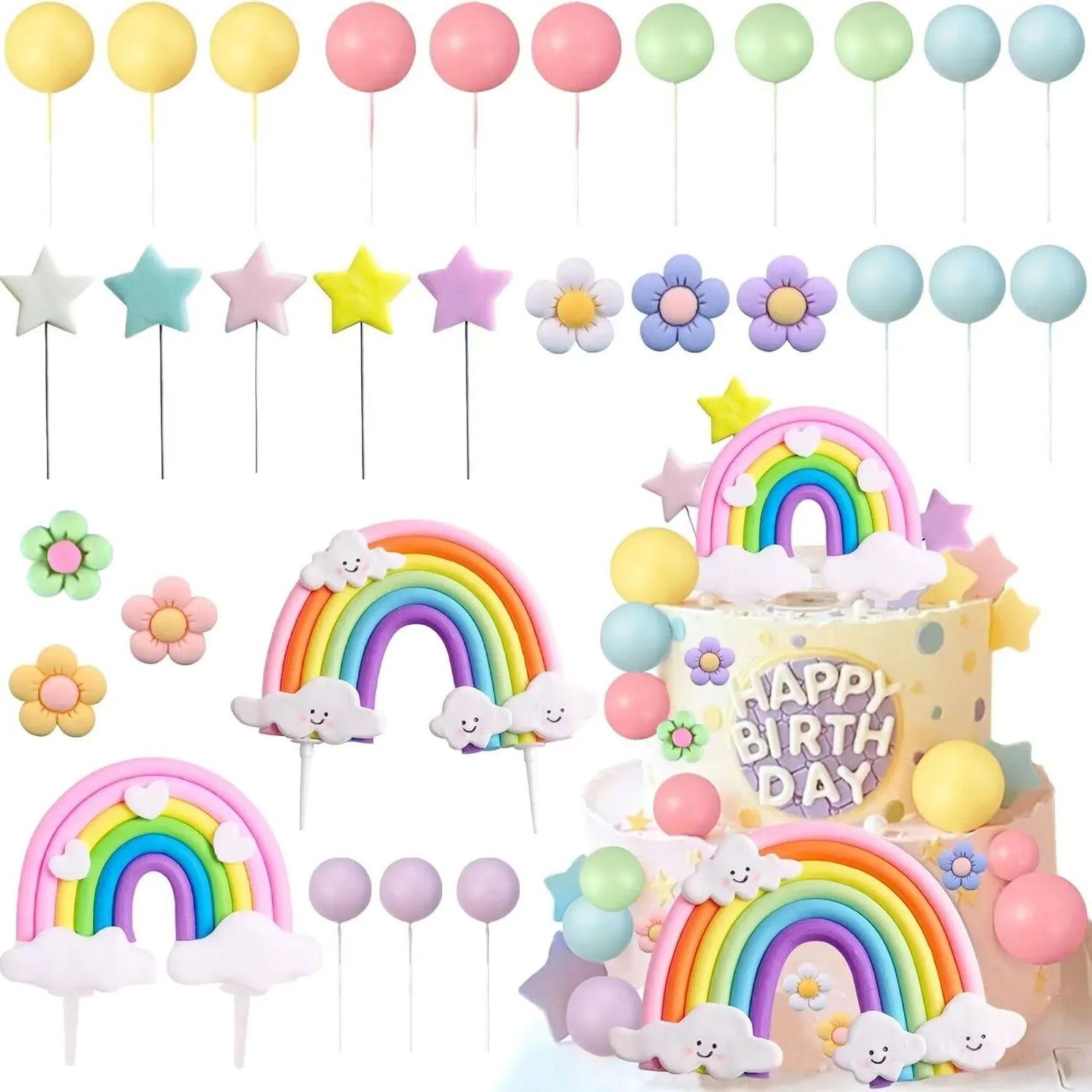 38pcs Rainbow Cake Topper Rainbow Theme Party Supplies Pastel Balls Cake Topper Boho Cake Toppers
38pcs Rainbow Cake Topper Rainbow Theme Party Supplies Pastel Balls Cake Topper Boho Cake Toppers