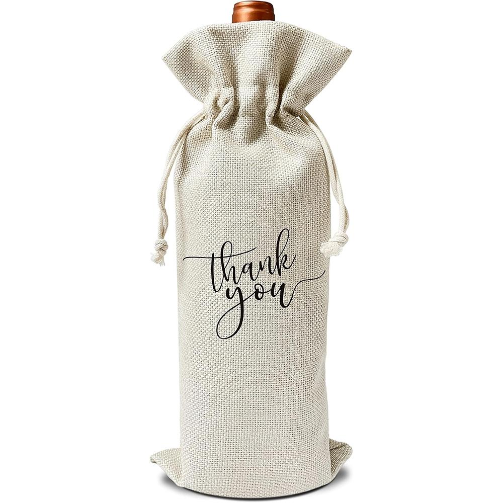 Thank You Wine Bags Wedding Engagement Bridal Shower Housewarming Reusable Burlap Drawstring Gift Bachelorette Party Packaging 35.5x16cm
Thank You Wine Bags Wedding Engagement Bridal Shower Housewarming Reusable Burlap Drawstring Gift Bachelorette Party Packaging 35.5x16cm