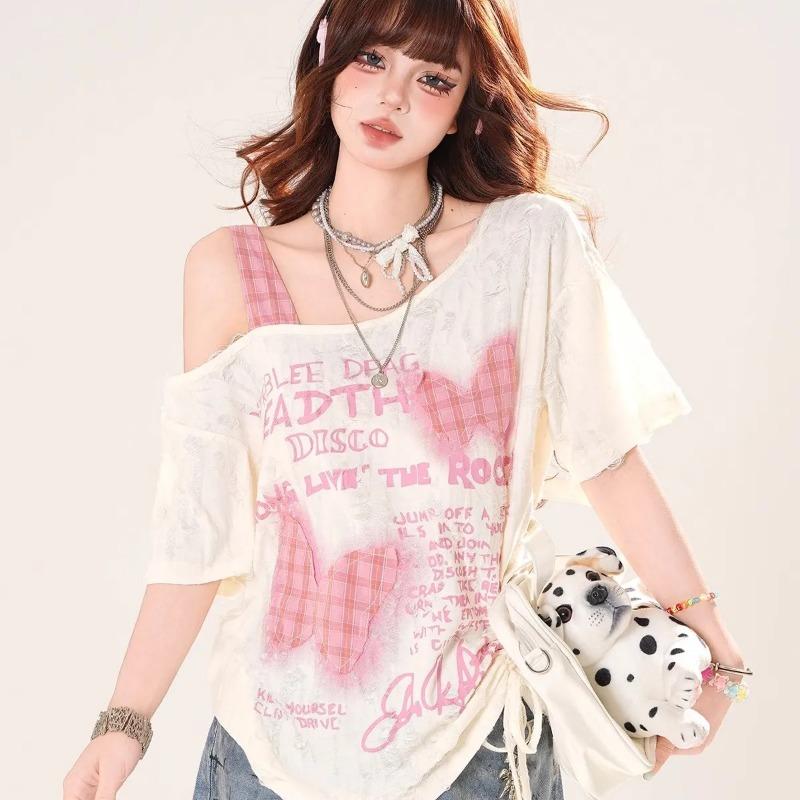 Large Size Butterfly Patch Oblique Shoulder Drawstring Waist Short-sleeved Blouse Women s New Sweet and Cool Design Niche Top 4XL білий
Large Size Butterfly Patch Oblique Shoulder Drawstring Waist Short-sleeved Blouse Women s New Sweet and Cool Design Niche Top 4XL білий