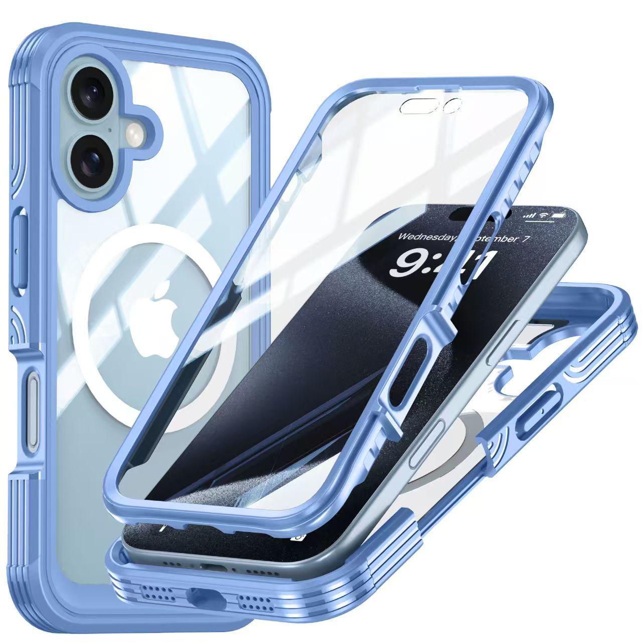 iPhone 16 Series Full-Coverage Clear Anti-Drop Dustproof HD Phone Case with Magnetic Suction iPhone 16 Plus небесно-голубой
iPhone 16 Series Full-Coverage Clear Anti-Drop Dustproof HD Phone Case with Magnetic Suction iPhone 16 Plus небесно-голубой