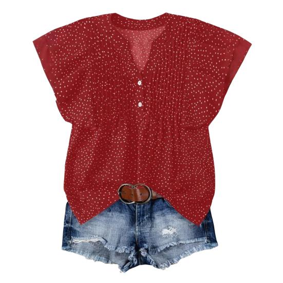 Женская рубашка с V-образным вырезом, оборками и коротким рукавом, пуловер, свободный крой, повседневные топы с принтом в горошек, для работы, офиса, отпуска, повседневная одежда S
Женская рубашка с V-образным вырезом, оборками и коротким рукавом, пуловер, свободный крой, повседневные топы с принтом в горошек, для работы, офиса, отпуска, повседневная одежда S