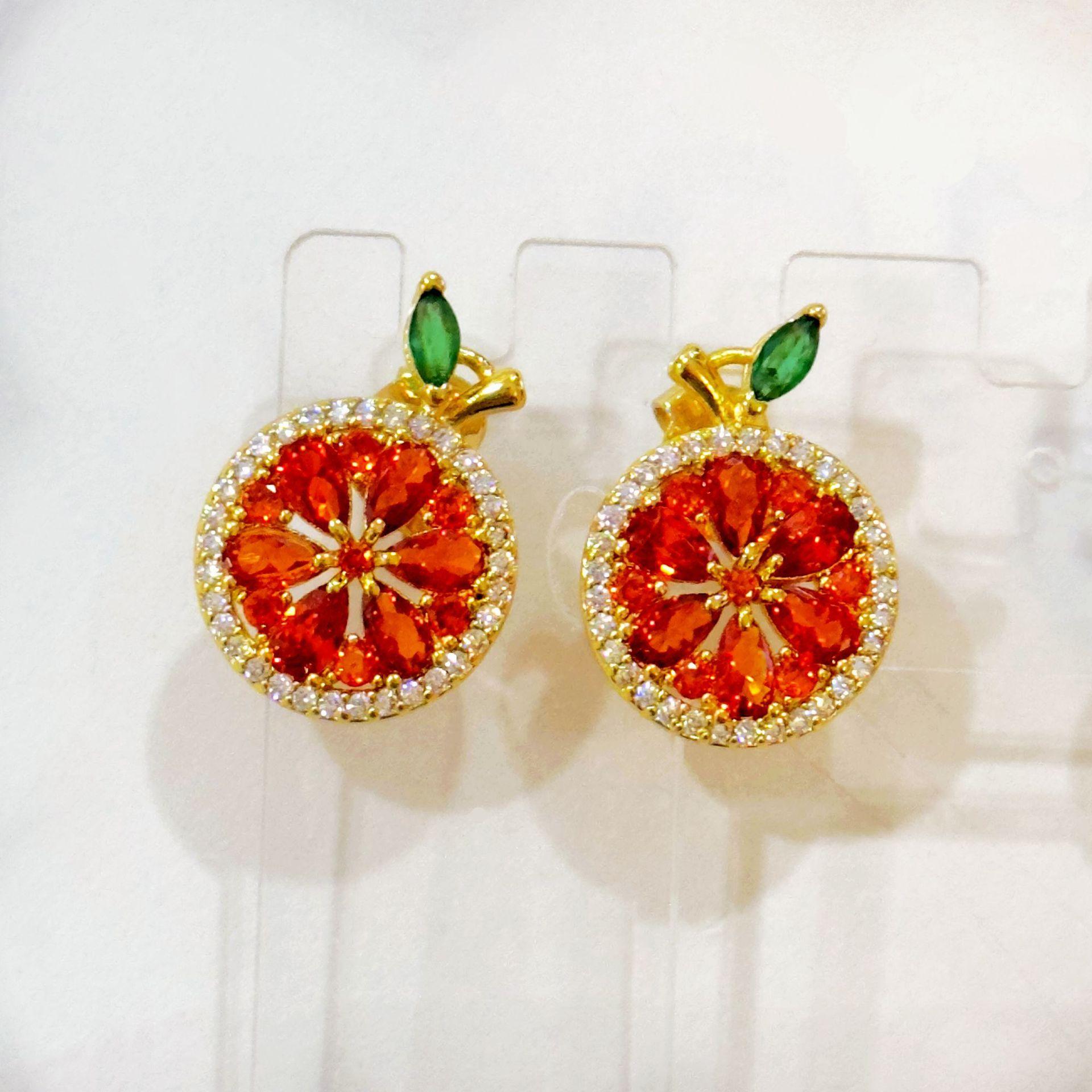 Needle Stud Earrings Fruit Inlaid Zircon Enamel Glaze Red Grapefruit Citrus Flower Earrings Necklace Bracelet Female
Needle Stud Earrings Fruit Inlaid Zircon Enamel Glaze Red Grapefruit Citrus Flower Earrings Necklace Bracelet Female