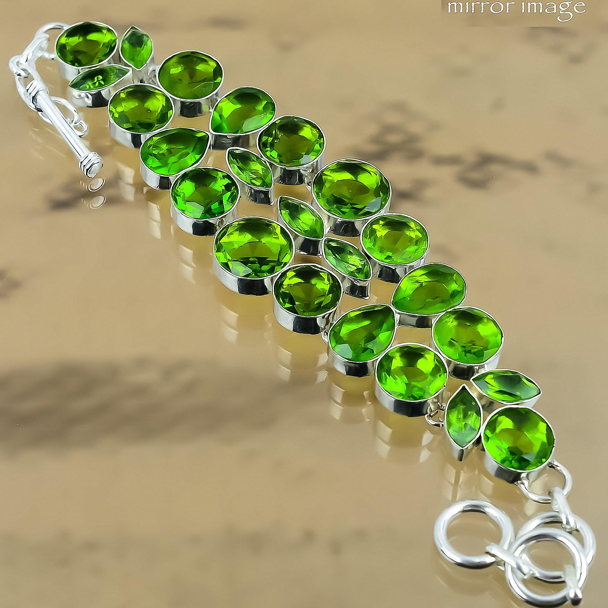 Natural Peridot Gemstone Chain Green Adjustable Bracelet 925 Sterling Silver Adjustable
Natural Peridot Gemstone Chain Green Adjustable Bracelet 925 Sterling Silver Adjustable