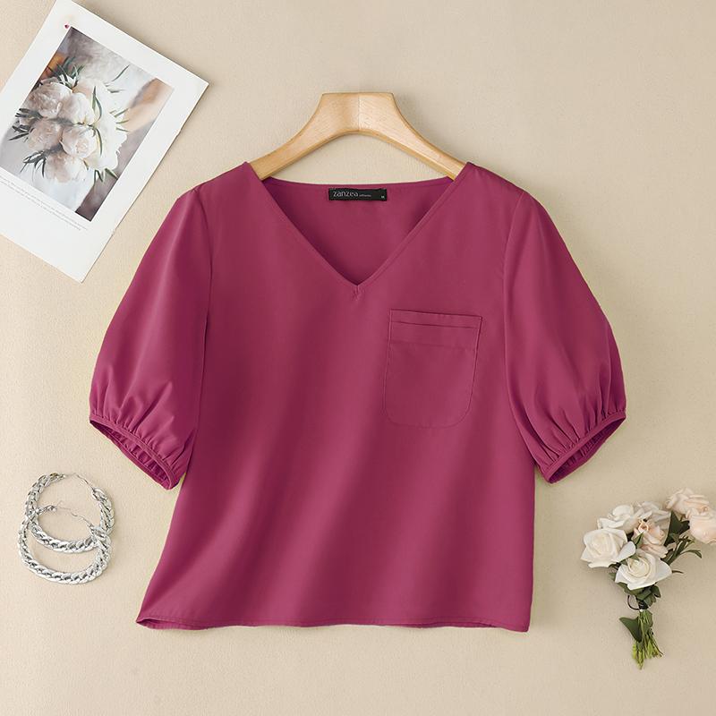 ZANZEA Женская повседневная летняя блузка с коротким рукавом и V-образным вырезом 5XL кларет
ZANZEA Женская повседневная летняя блузка с коротким рукавом и V-образным вырезом 5XL кларет
