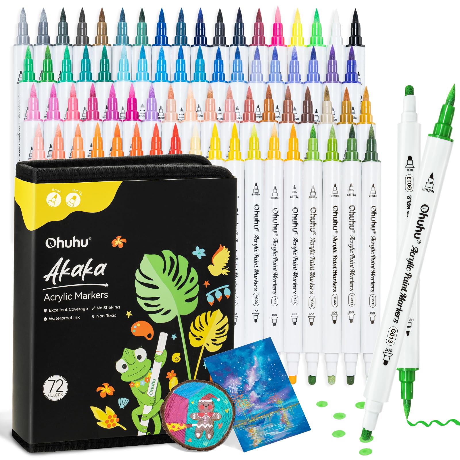 Ohuhu Acrylic Filled with Acrylic Opaque Paint Markers for Storage Case Included Type and Dot Markers, 72-Color Set, Pens, Water-Based Pens, Wood,
Ohuhu Acrylic Filled with Acrylic Opaque Paint Markers for Storage Case Included Type and Dot Markers, 72-Color Set, Pens, Water-Based Pens, Wood,