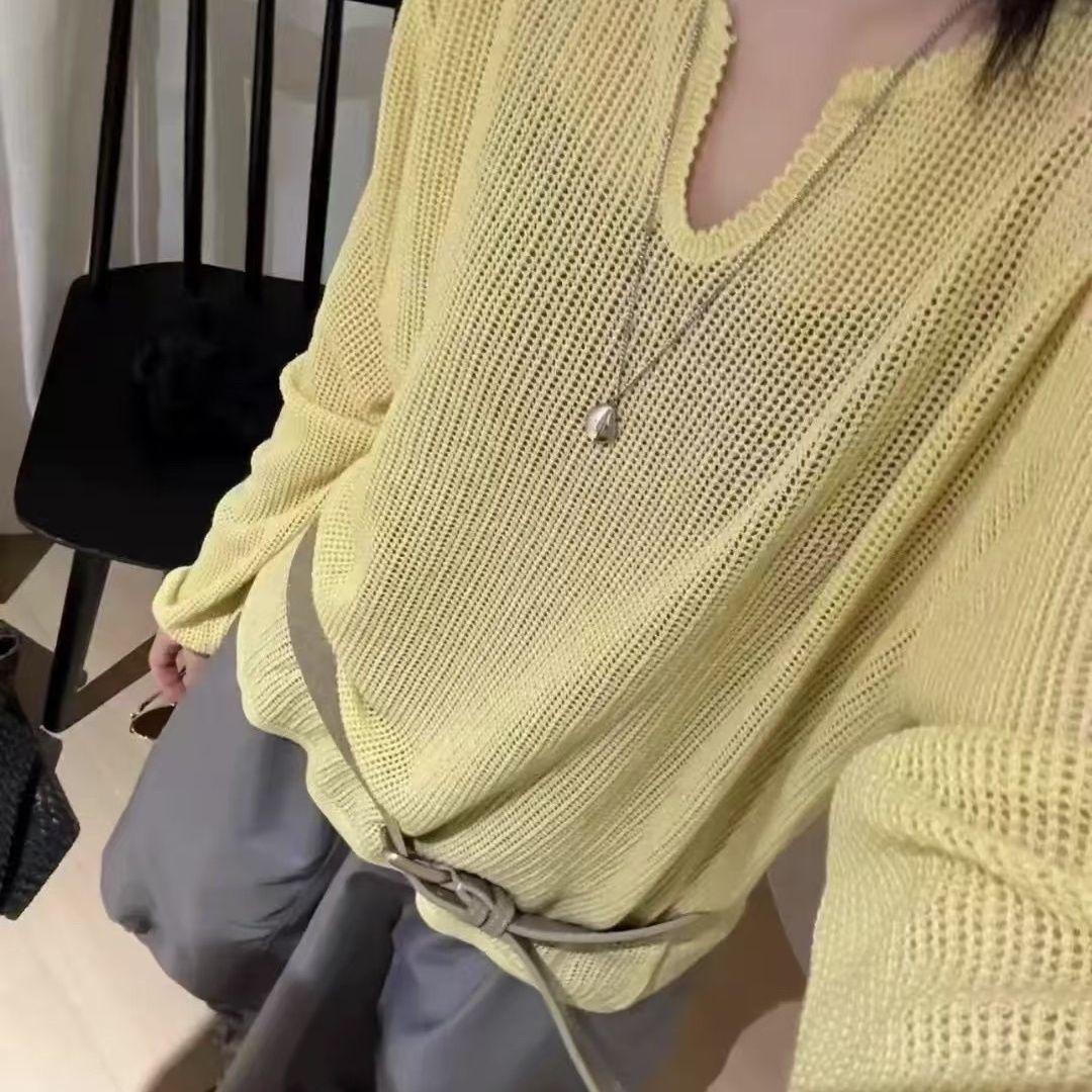 Hollow Out Sun Protection Knitwear Long Sleeve Thin Summer Lazy Spring and Summer Loose Cardigan Top V-neck S жовтий
Hollow Out Sun Protection Knitwear Long Sleeve Thin Summer Lazy Spring and Summer Loose Cardigan Top V-neck S жовтий