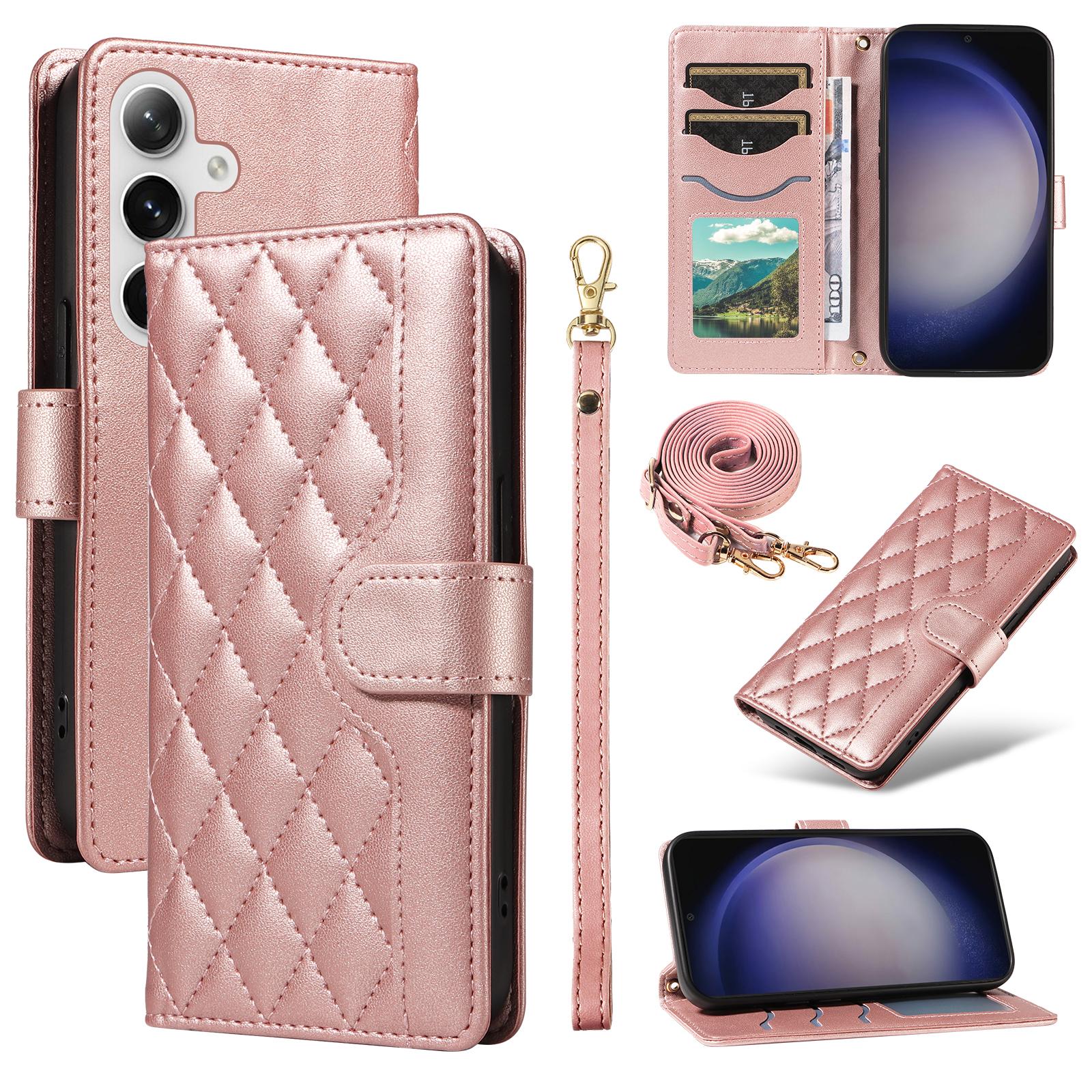 For Samsung Galaxy S25+/S24+ Case Wallet Rhombus Leather Phone Cover with Shoulder Strap,Wrist Strap Rose Gold
For Samsung Galaxy S25+/S24+ Case Wallet Rhombus Leather Phone Cover with Shoulder Strap,Wrist Strap Rose Gold