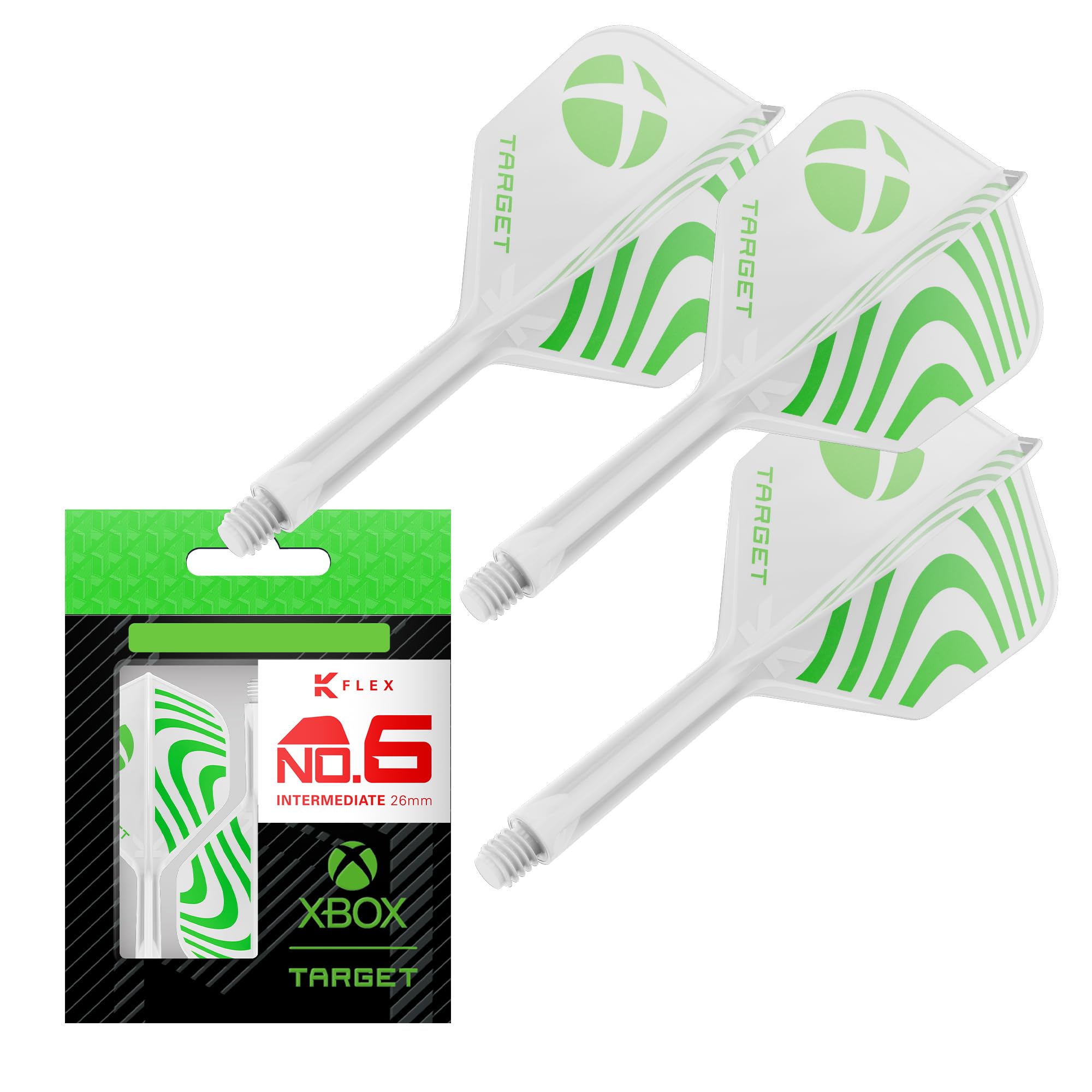 TARGET x X BOX K FLEX flight & shaft system, green & white all-in-one K-FLEX flight and shaft, professional darts accessory (shape, 26mm)
TARGET x X BOX K FLEX flight & shaft system, green & white all-in-one K-FLEX flight and shaft, professional darts accessory (shape, 26mm)