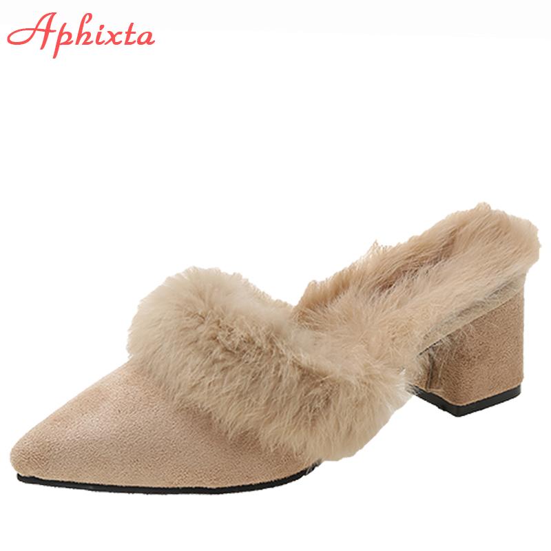 Aphixta Warm Real Rabbit Hair Slippers Women Shoes Winter Pointed Toe Luxury Real Fur Square Heel Lady Mujer Indoor Slides 6
Aphixta Warm Real Rabbit Hair Slippers Women Shoes Winter Pointed Toe Luxury Real Fur Square Heel Lady Mujer Indoor Slides 6