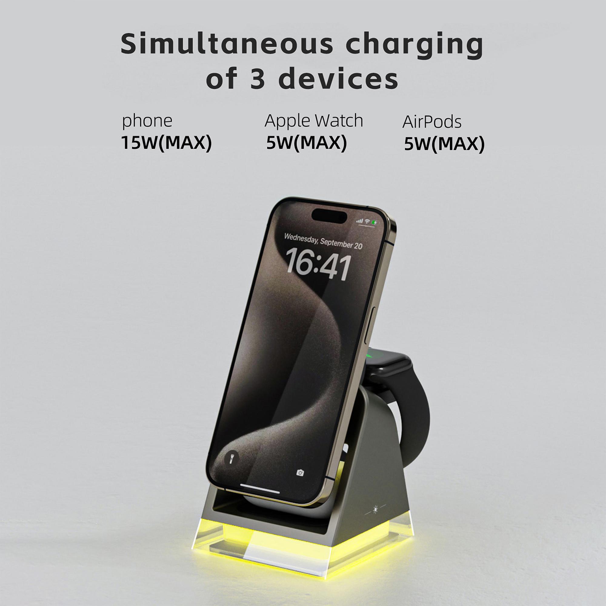W83 3-in-1 Magnetic Wireless Charger with Crystal Night Light for Phone/Smart Watch/TWS Earbuds Black
W83 3-in-1 Magnetic Wireless Charger with Crystal Night Light for Phone/Smart Watch/TWS Earbuds Black