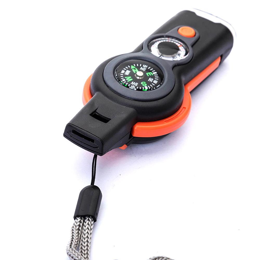 Outdoor 7-in-1 Multifunctional Whistle Survival Whistle with LED Light Thermometer Compass Reflector Magnifier Whistle
Outdoor 7-in-1 Multifunctional Whistle Survival Whistle with LED Light Thermometer Compass Reflector Magnifier Whistle