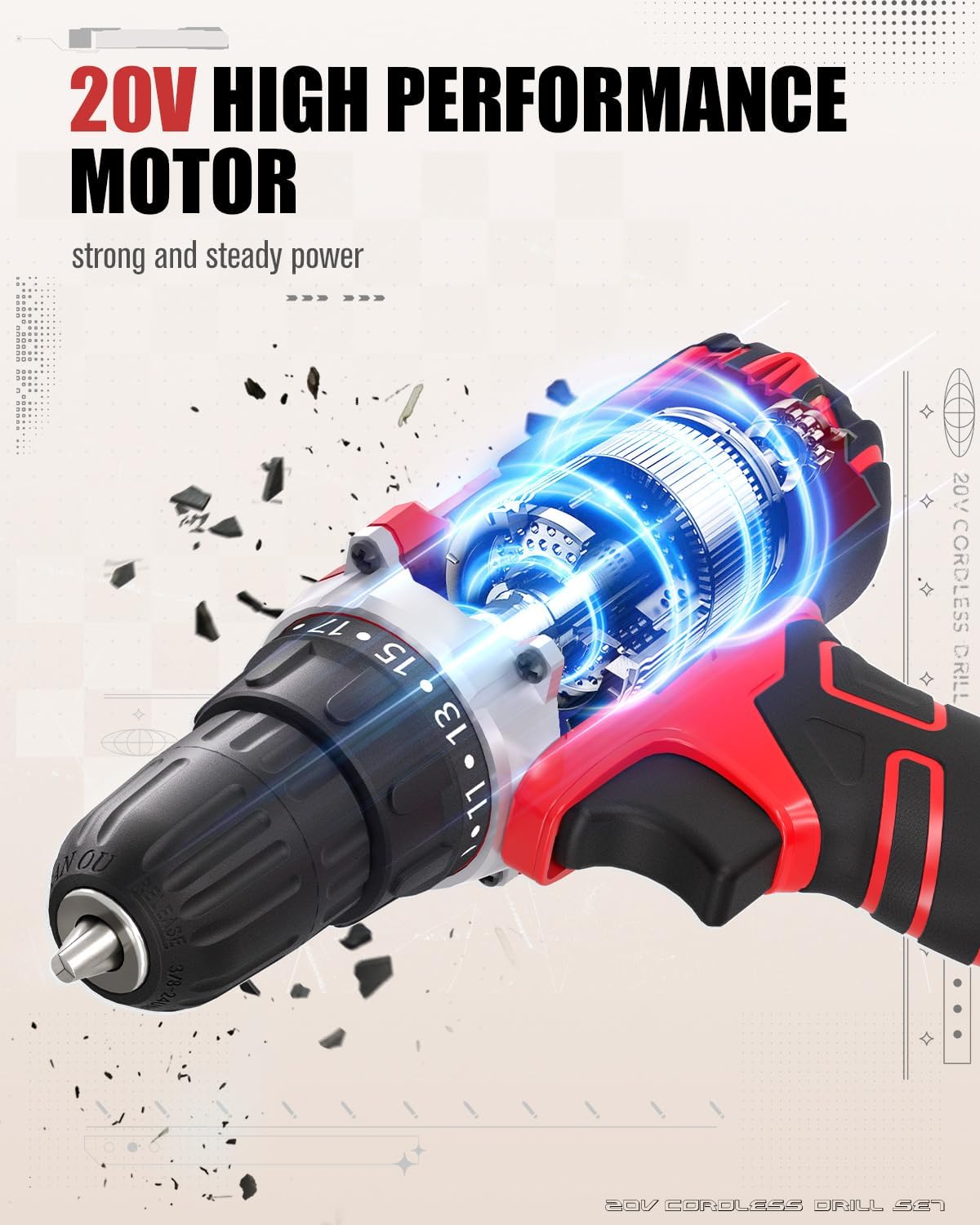 20V MAX Cordless Drill Kit, 2-Speed, 3/8 Keyless Chuck, 19 Torque Settings, 22-Piece Bit Set United States
20V MAX Cordless Drill Kit, 2-Speed, 3/8 Keyless Chuck, 19 Torque Settings, 22-Piece Bit Set United States