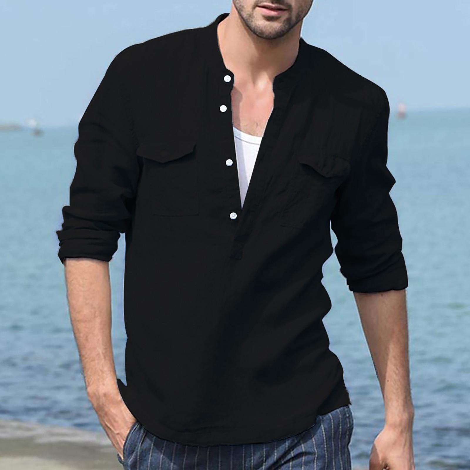 Designer Spring Summer Men s Casual Cotton Linen Solid Color Long Sleeve Shirts Loose Stand Collar Shirts M хакі
Designer Spring Summer Men s Casual Cotton Linen Solid Color Long Sleeve Shirts Loose Stand Collar Shirts M хакі