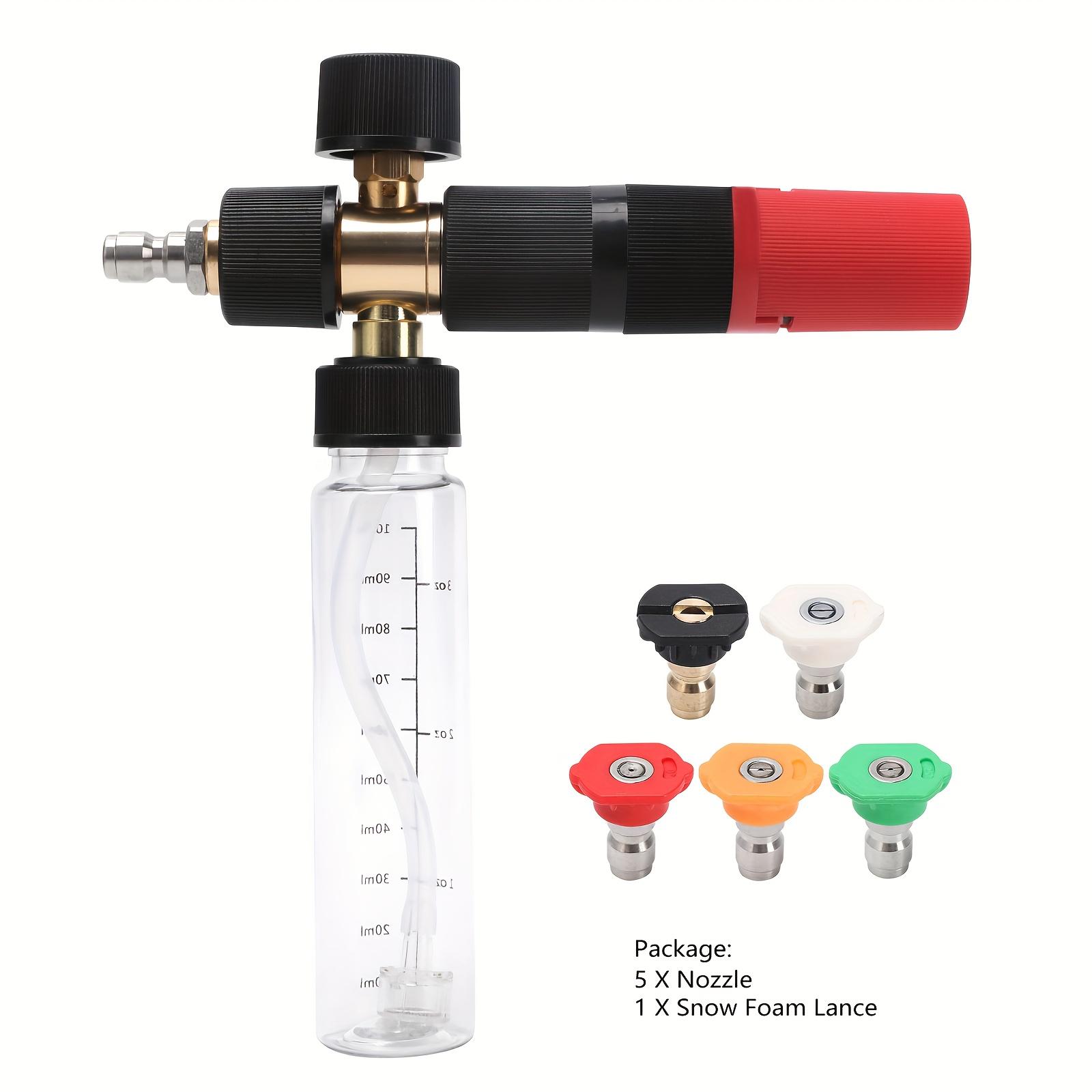 Durable Plastic Compact Foam Cannon, 5 Nozzle Tips & 1/4 Quick Connect High Pressure Foam Blaster for Car Detailing
Durable Plastic Compact Foam Cannon, 5 Nozzle Tips & 1/4 Quick Connect High Pressure Foam Blaster for Car Detailing