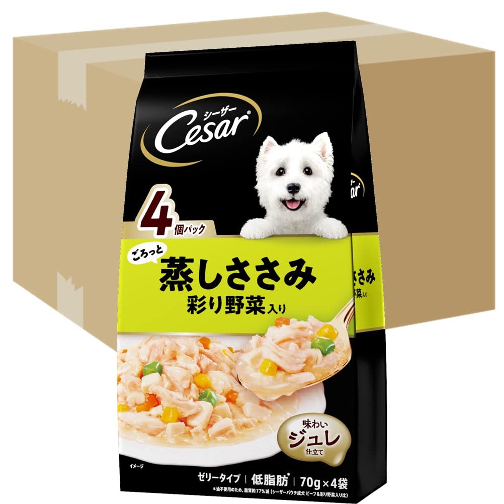 Caesar dog food plump steamed chicken fillet with colorful vegetables x 4 x 36 pieces in (70g bags) (sold case)
Caesar dog food plump steamed chicken fillet with colorful vegetables x 4 x 36 pieces in (70g bags) (sold case)