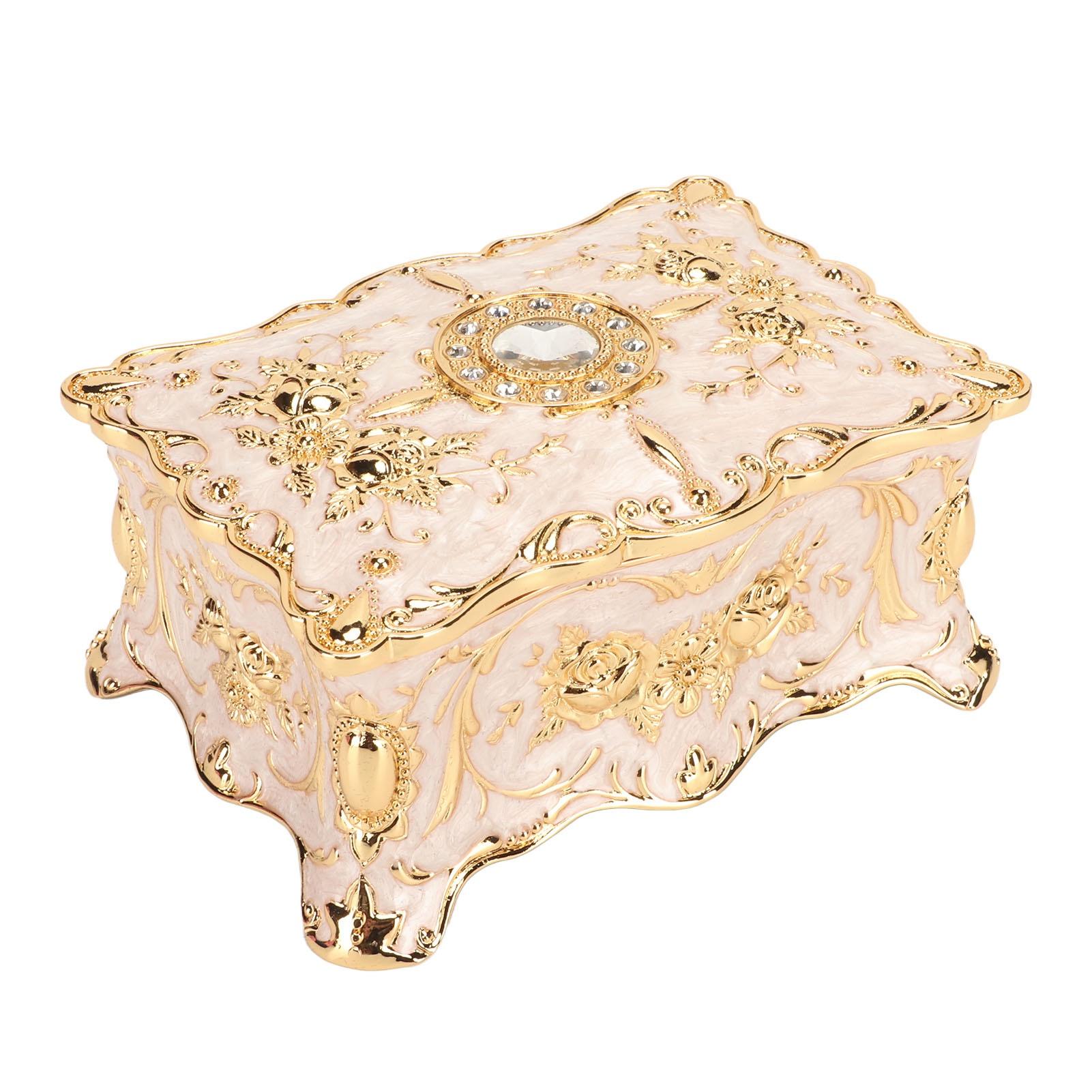 Vintage Jewelry Box European Style Exquisite Velvet Liner Zinc Alloy Trinket Organizer for Anniversary Golden White
Vintage Jewelry Box European Style Exquisite Velvet Liner Zinc Alloy Trinket Organizer for Anniversary Golden White