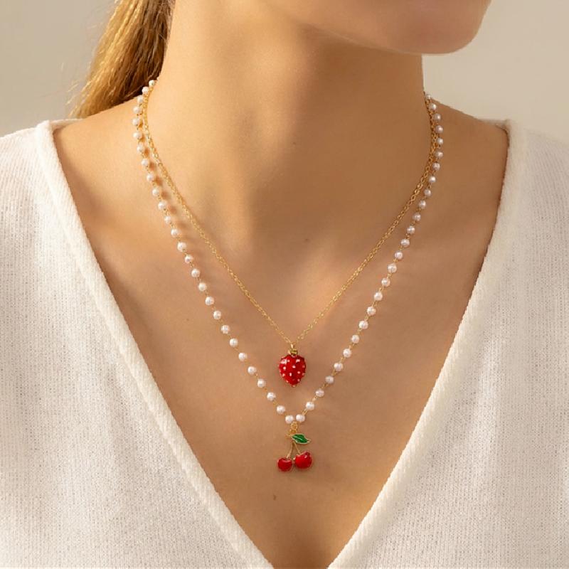 Romantic Red Cherry Heart Charm Necklace for Women Gold Color Sweet Strawberry Fruit Chunky Chain Choker Party Vacation Zircon
Romantic Red Cherry Heart Charm Necklace for Women Gold Color Sweet Strawberry Fruit Chunky Chain Choker Party Vacation Zircon