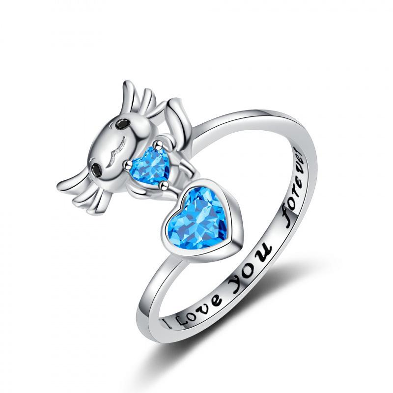 European & American Style Adjustable Heart Ring: Personalized Fashion Animal Design for Women Adjustable Open алмаз/синій
European & American Style Adjustable Heart Ring: Personalized Fashion Animal Design for Women Adjustable Open алмаз/синій