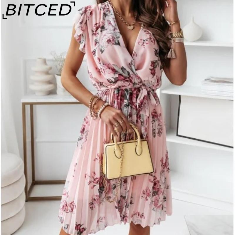 BITCED Свободное летнее плиссированное женское платье миди с V-образным вырезом и высокой талией повседневное платье XXL розовый
BITCED Свободное летнее плиссированное женское платье миди с V-образным вырезом и высокой талией повседневное платье XXL розовый