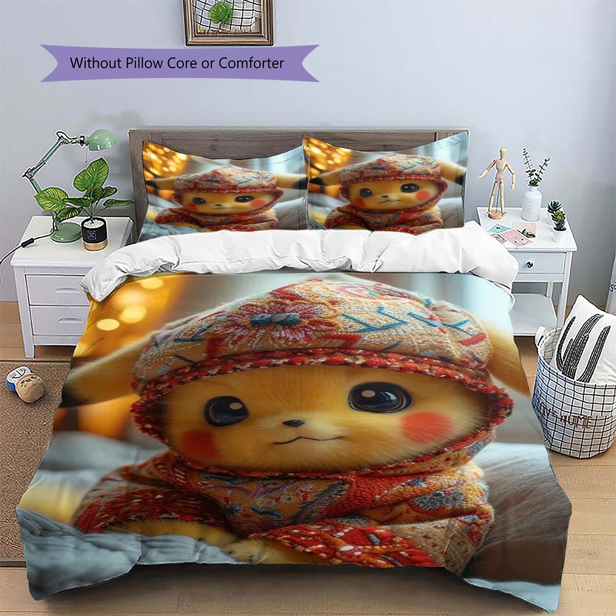 Pikachu Patterned Pillowcase & Duvet Cover Set Anime Trend Bedding for Bedroom Aesthetic Gift Option for Anime Lovers.-TING 135x200cm
Pikachu Patterned Pillowcase & Duvet Cover Set Anime Trend Bedding for Bedroom Aesthetic Gift Option for Anime Lovers.-TING 135x200cm