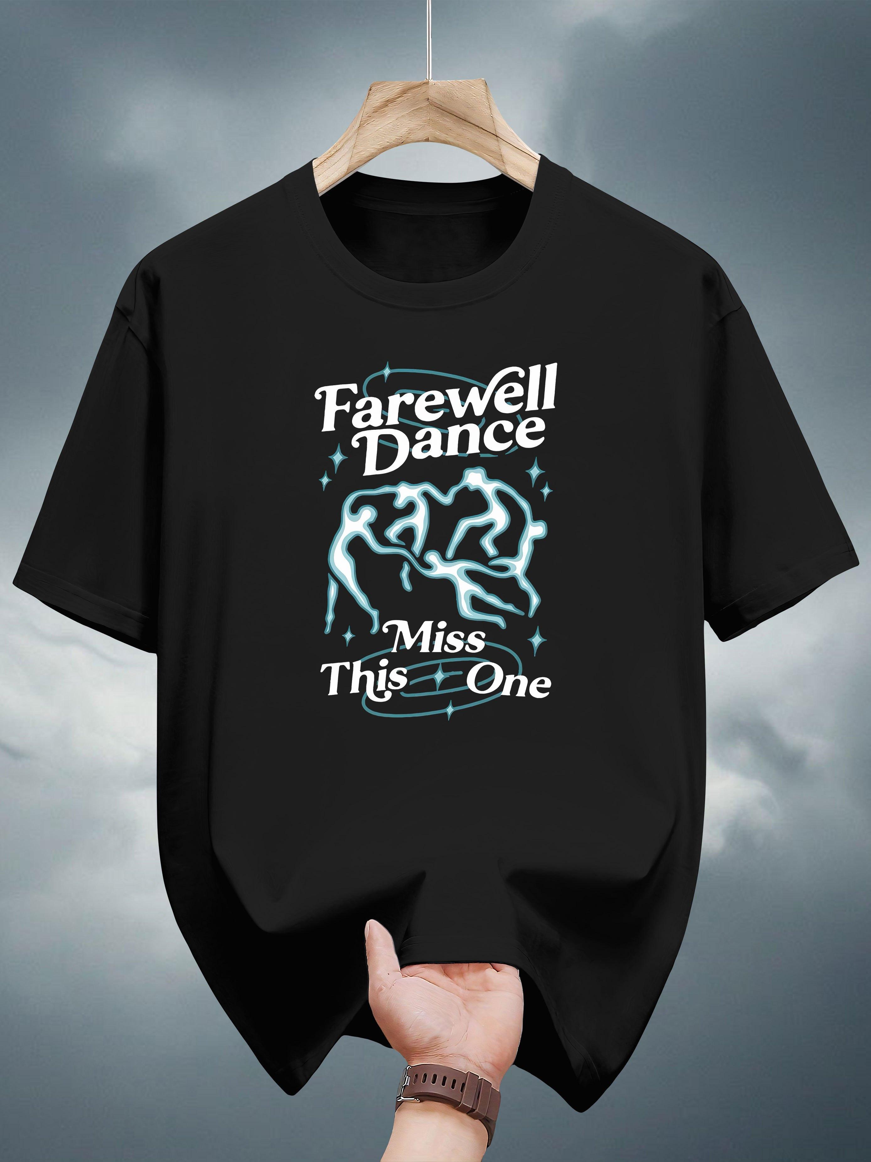 200g 100% Cotton Farewell Dance Graphic T-shirt - Black with Blue Silhouette Print & This Miss One Text XXXXL
200g 100% Cotton Farewell Dance Graphic T-shirt - Black with Blue Silhouette Print & This Miss One Text XXXXL