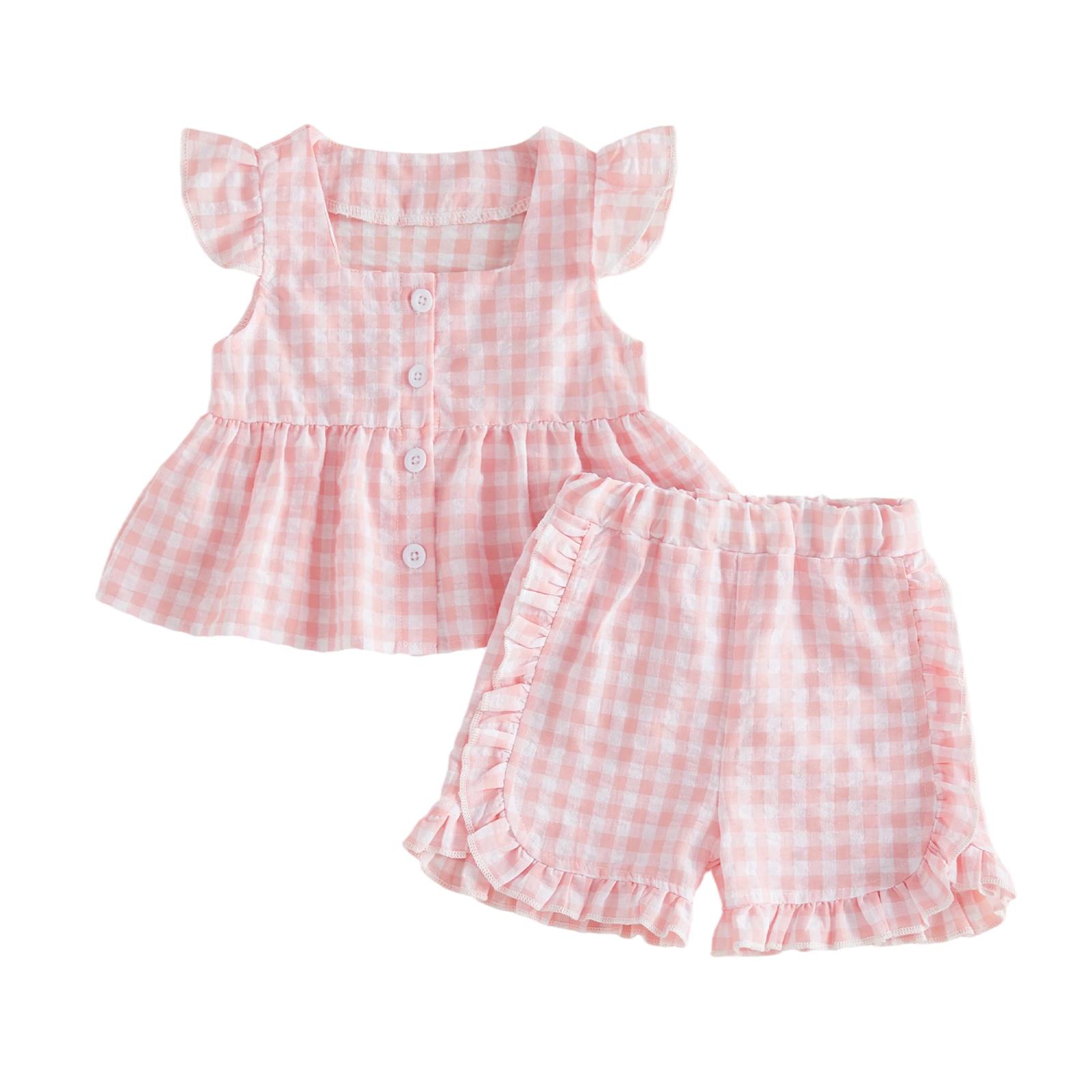 2Pcs Baby Girls Outfits Summer Flying Sleeve Square Neck Plaid Print Tops and Elastic Waist Shorts Set 6-12M розовый
2Pcs Baby Girls Outfits Summer Flying Sleeve Square Neck Plaid Print Tops and Elastic Waist Shorts Set 6-12M розовый