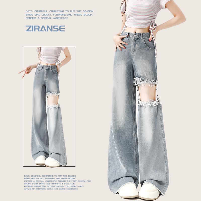 Light ruffled high-waisted straight leg jeans Women s New American style short hollow wide leg pants L синий
Light ruffled high-waisted straight leg jeans Women s New American style short hollow wide leg pants L синий