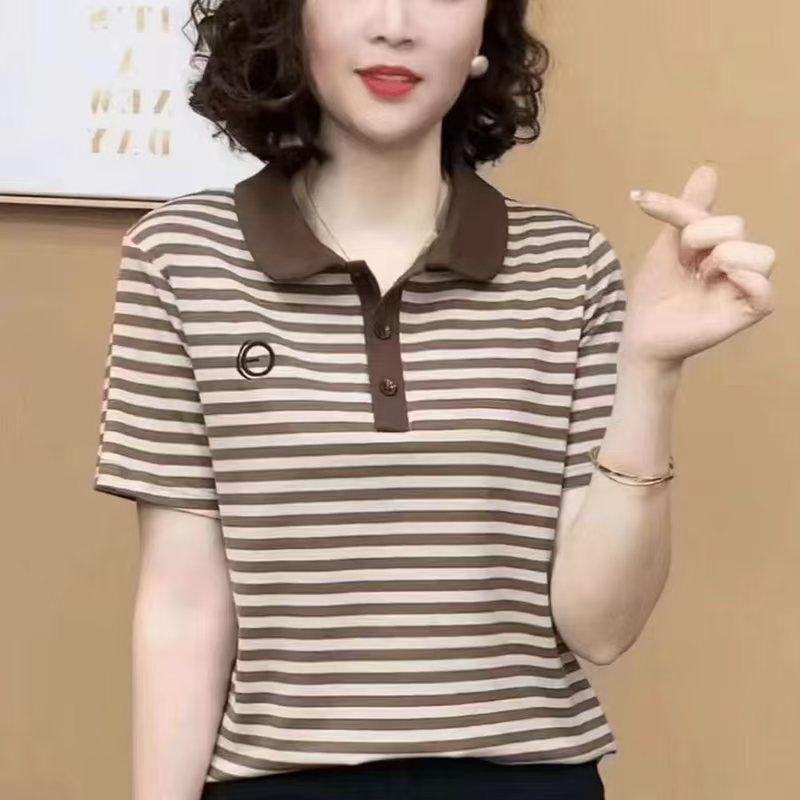 2025 Лето Женский Полосатый Приталенный Модный Топ с Лацканами и Короткими Рукавами 4XL коричневый
2025 Лето Женский Полосатый Приталенный Модный Топ с Лацканами и Короткими Рукавами 4XL коричневый
