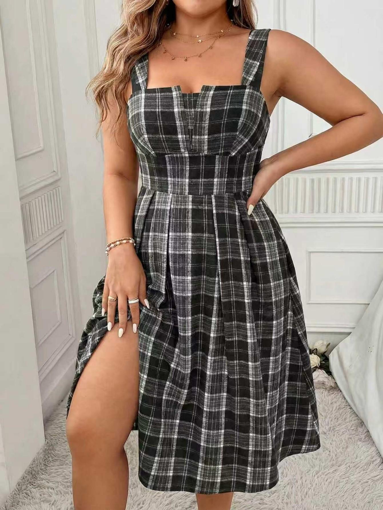 Large size women s clothing summer new plaid suspender dress waist thin European and American style medium and long fashion dress T 4XL чорний
Large size women s clothing summer new plaid suspender dress waist thin European and American style medium and long fashion dress T 4XL чорний