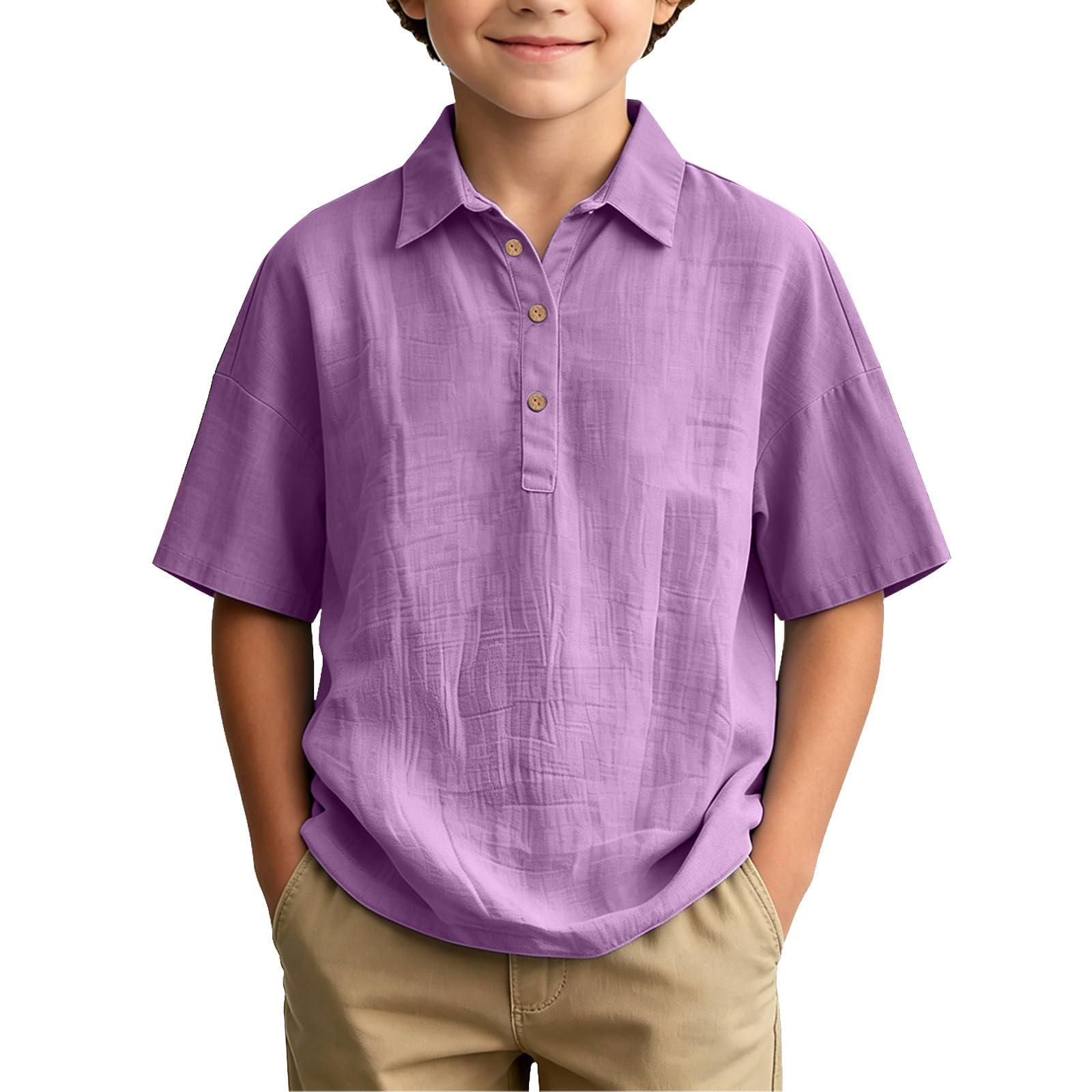 Boys Short Sleeve Shirt Cotton Linen Blend Lightweight Breathable Summer Casual Top with Button Placket and Classic Collar for Kids 140
Boys Short Sleeve Shirt Cotton Linen Blend Lightweight Breathable Summer Casual Top with Button Placket and Classic Collar for Kids 140